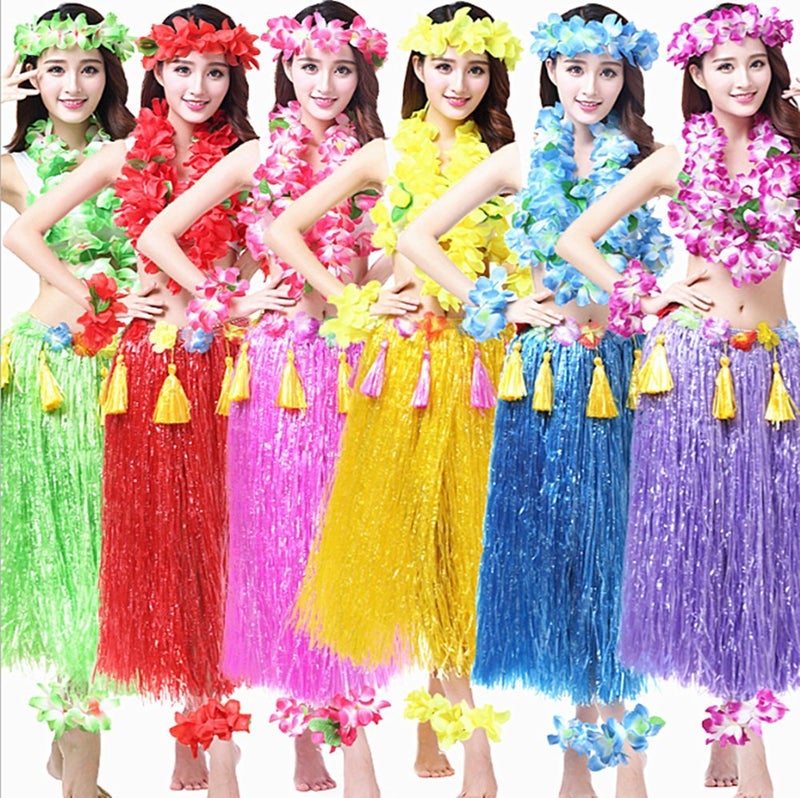 ALIMITOPIA Hawaii Dancing Hula Set Grass Skirt Adult Costume Suit(Skirt color:purple,thicken) - Image 5